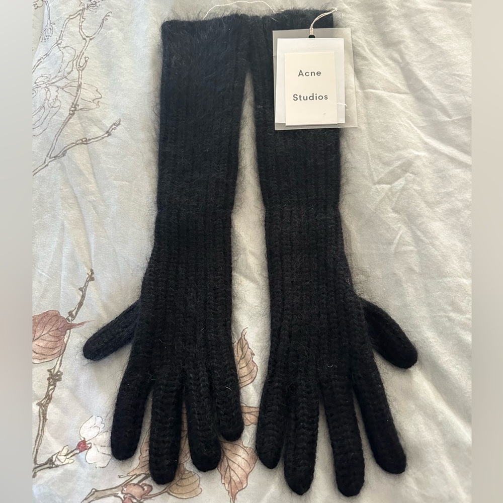 NEW ACNE STUDIO Black Wool Mohair Blend Gloves